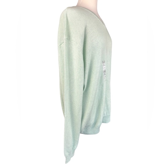 M&S COLLECTION Light Green Pullover V Neck Pure Cotton Sweater Size 3XL NWT - Picture 3 of 5